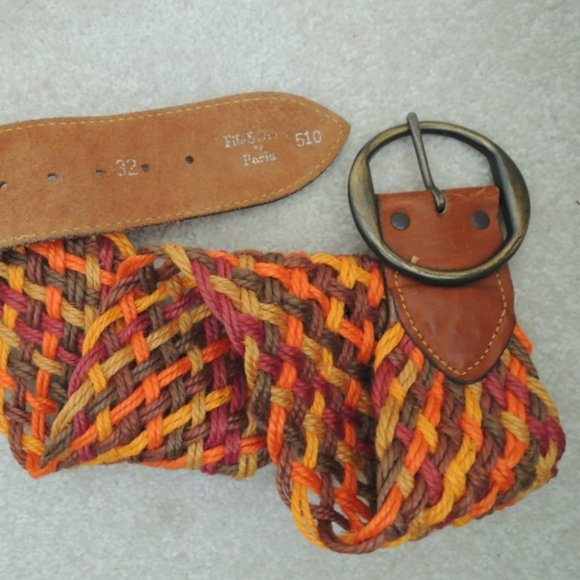Belt Size 32 Multicolor Braided Rope/Leather Harness Buckle by Fife & Drum Paris main image 10
